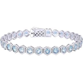 Tennis Bracelets for Women White Gold Birthstone Bracelets 925 Sterling Silver Birthday Gifts Hexagon Round Cut Gemstone Prong Setting 7 Inch Wedding Anniversary Everyday Jewelry Gift in Kuwait