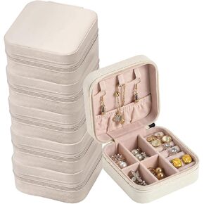 6 قطع من صناديق المجوهرات لوصيفات العروس، مقاس 3.9 × 3.9 × 2 بوصة، حقيبة مجوهرات للسفر مصنوعة من جلد البولي يوريثان الأبيض، منظم تخزين المجوهرات بسحاب للنساء، حامل قلادة على شكل حلقة مدمجة in Kuwait