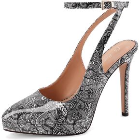 Oh Mispares Women’s Stiletto High Heels Platform Ankle Strap Slingback Patent Leather Closed Pointed Toe Dress Trendy Office Wear Pumps Shoes 5 inch in Kuwait