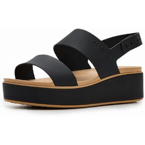 Crocs Women's Brooklyn Cork Low Wedge, Black/Cashew, 6 in Kuwait