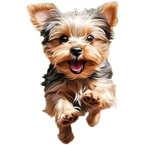 Running Yorkshire Terrier Acrylic Pendant - 2D Flat Car Mirror Charm & Keychain, Happy Dog Decor for Home & Festival Gifts - Pet Lovers’ Delight in Kuwait