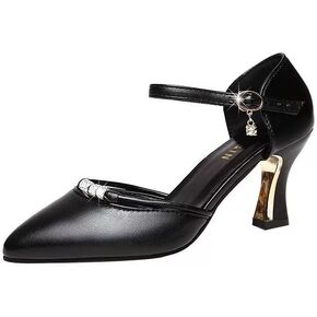 Women's Thick Heel Hollow Square Buckle Pointed Toe High Heel Sandals in Kuwait