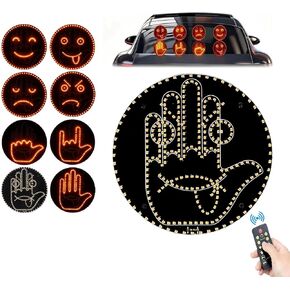 Car Hand Light with Remote, LED Hand Gesture Light for Car Window, Visual Driver Communication Signal with High-Power LEDs, 8 Expressions 6 Modes, Non-Verbal Safety Indicator for Daily Driving in Saudi Arabia