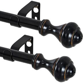 NICETOWN Adjustable Curtain Rods 2-Pack 48-86 Inch, Matte Black Copper Rods with Decorative Finials for Windows, Heavy Duty Window Drapery Poles for Indoor Outdoor Patio Bedroom in Kuwait