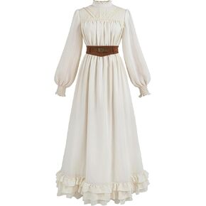 FCCAM Victorian Dress for Women 1800s Long Sleeve Edwardian Dress with Corset Renaissance Costume in Kuwait