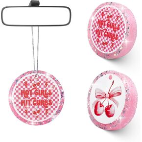 MUBYOK 2 عبوة معطرة هواء للسيارة معلقة يدويًا، منعش سيارة لطيف مع جليتر، هدايا عيد الميلاد ملحقات السيارة للنساء والفتيات وديكور المنزل للسيارات (أزرق، مستدير) in Kuwait