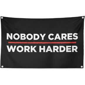 Baiquiro NOBODY CARES WORK HARDER Motivational Tapestry - 100D Polyester Spun Banner with Silver Grommets, Inspirational Wall Flag for Gym, Home Office, Dorm Decor in Saudi Arabia
