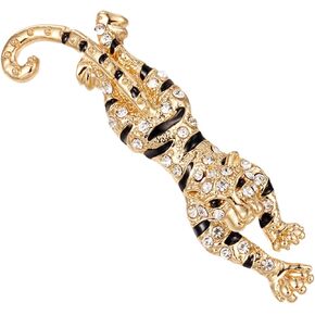 Tiger Brooches for Women Men Dainty Punk Vintage Crystal Enamel Animal Gold Roaring Tiger Badg Head Brooch Lapel pin Suit Jewelry Gifts in Kuwait