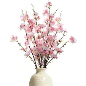 SAREAL 6 Pcs Artificial Cherry Blossom Branches 30.5 Inch, Faux Flowers Cherry Blossom Stems Spring Decorations for Home, Real Touch Spring Flowers for Wedding Bedroom Party Table Office,White in Kuwait
