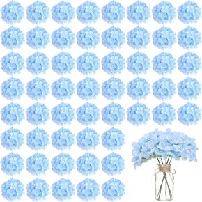 WEISPARK 100PCS Artificial Hydrangea Flowers, Fake Flowers Silk Hydrangea Full Flowers Heads with Stems for Wedding Home Party Shop Baby Shower Decor (Ivory) in Kuwait
