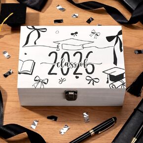 Graduation Memory Keepsake Box with Photo Custom 2026 Large Grad Card Box with Customized Picture Gift for Him Her for Graduate Grad High School Party(Black,Bows) in Kuwait