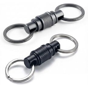 سلسلة مفاتيح سريعة الفك من الفولاذ المقاوم للصدأ (عبوة من قطعتين) - سلسلة مفاتيح دوارة لتنظيم المفاتيح - نظام فك سريع لحلقة مفاتيح شديدة التحمل وقابلة للفصل in Kuwait