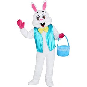 Easter Bunny Costume Unisex Adult Onesie Plush Rabbit Mascot With Vest Jumpsuit for Men Women Fancy Dress in Saudi Arabia