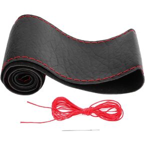 Majatou Steering Wheel Wrap, Elephant Skin Grain Leather Sewing with Pins Thread Car Interior in Kuwait