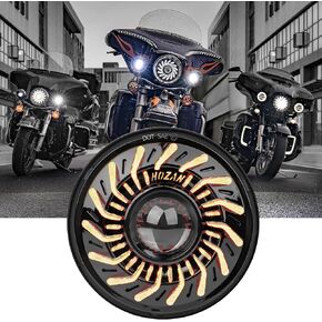 7 Inch LED Headlight Projector Compatible with Touring, Street Glide, Road King, Electra Glide - White/Amber Whirlwind Halo DRL, High/Low Beam for Softail Heritage in Kuwait