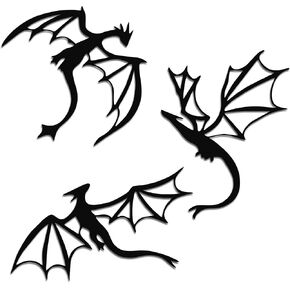 JEWLOVE Dragon Wall Art, 3-Piece Dragon Wall Decor with Flying Dragons - Fantasy Room Decor for Living Room, Bedroom, Office, Man Cave in Kuwait