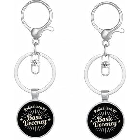 2 سلسلة مفاتيح ملهمة، قلادة اقتباس "متطرفة من خلال الحشمة الأساسية"، حلقة مفاتيح من سبائك الزنك مع مشبك جراد البحر وقبة زجاجية كريستالية، هدية سلسلة مفاتيح ذات موقف بسيط in Kuwait