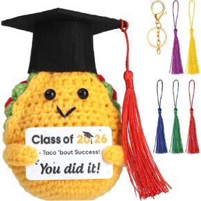Funny Graduation Gifts for Him Her, Positive Handmade Crochet Taco with Keychain for Grad, Cute Grad Gift for Graduation Parties, 2026 Celebrations, High School, College,5 Colors Tassels in Kuwait