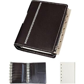 دفتر ملاحظات جلدي، دفتر ملاحظات بحلقة A7 مع ورق 80 صفحة، مجلدات مخطط شخصي، دفاتر مذكرات قابلة لإعادة الملء للرجال والنساء، مجلد تنفيذي لمكتبة المكتب والسفر المنزلي (بني) in Kuwait