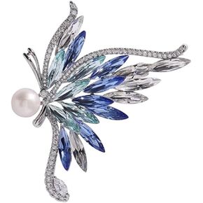 دبابيس فراشة كريستال من YeapYeap للنساء - دبوس وشاح من حجر الراين اللؤلؤي للسيدات باقة الزفاف لأعياد الميلاد والكريسماس والذكرى السنوية in Kuwait