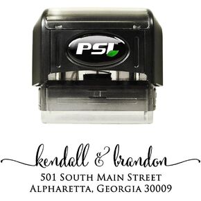 Custom Address Stamp - Self Inking Rubber Stamp - Calligraphy Script Return Address Stamper, Filled with Black Ink in Kuwait