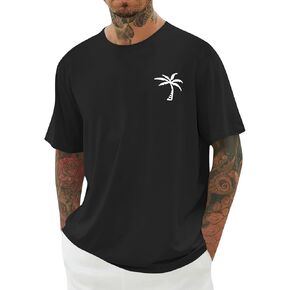 Mens Short Sleeve T-Shirt Graphic Loose Fit Tee Crew Neck Palm Tree Summer Shirts in Kuwait