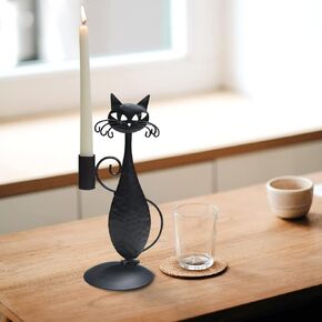 حاملات شمعدان سوداء للقطط للشموع عديمة اللهب، شمعدان ديكور منزلي معدني ريفي للقطط للقطعة المركزية، طاولة الطعام، هدايا الانتقال لمنزل جديد in Kuwait