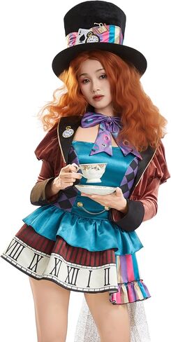 haikyuu Women Hatter Costume With Hat Tea Party Fancy Dress Halloween in Saudi Arabia