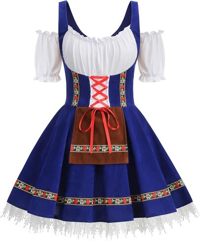 Women Oktoberfest Costume Adult Bavarian German Beer Velvet Dress Halloween Carnival in Kuwait