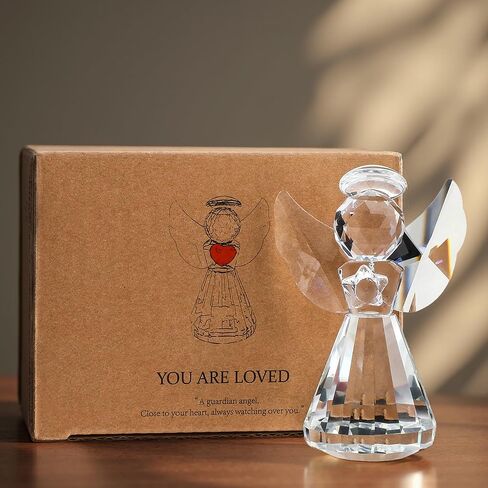 3’’ Crystal Guardian Angel Figurine Collectible Figurines, Glass Guardian Angel Statue Gifts for Women, Paperweight for Home Decor in Kuwait