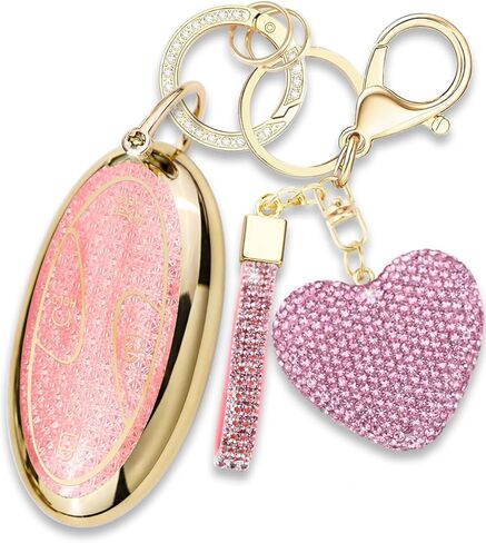 Fit for Hyundai Key Fob Cover with Diamond Keychain, Compatible with Hyundai 2023 2024 loniq 6 Grandeur GN7 KONA Smart Key Protector for Women (5/7 Buttons, Gold) in Saudi Arabia