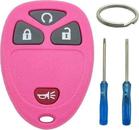 Pink Key Fob Case Shell Fit for Chevy Suburban Tahoe 2007-2014 Traverse 09-17 GMC Yukon 07-14 Acadia Buick Enclave 08-17 Escalade 07-13 Keyless Entry Remote Cover (4 Buttons A) in Saudi Arabia