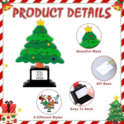 12 Pcs Christmas Trophy Set 4.7 Inch Wooden Trophy Award with Customized Stickers DIY Santa Claus Awards for Christmas Decoration Fun Party Favors Ornament, 6 Styles in Saudi Arabia