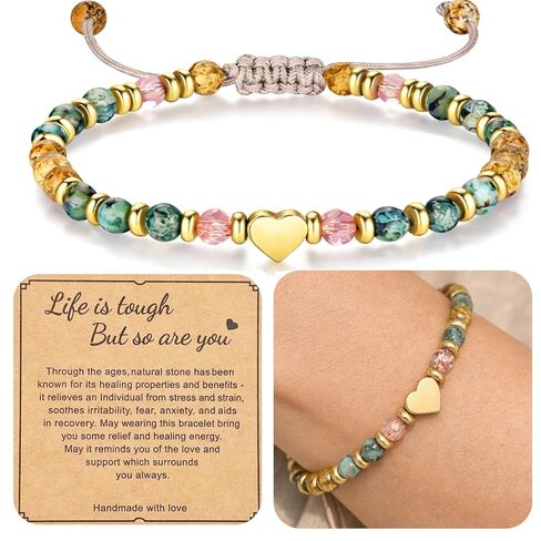 هدية حشو سلة عيد الفصح لسوارها العلاجي الملهم للنساء، احصل على الشفاء العاجل، حشو بيض عيد الفصح أساسيات عيد الميلاد المعمودية وعيد الميلاد والفراولة والكوارتز واليشب الفيروزي وأم مع رسالة in Kuwait