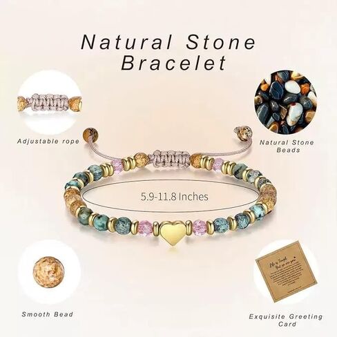 هدية حشو سلة عيد الفصح لسوارها العلاجي الملهم للنساء، احصل على الشفاء العاجل، حشو بيض عيد الفصح أساسيات عيد الميلاد المعمودية وعيد الميلاد والفراولة والكوارتز واليشب الفيروزي وأم مع رسالة in Kuwait