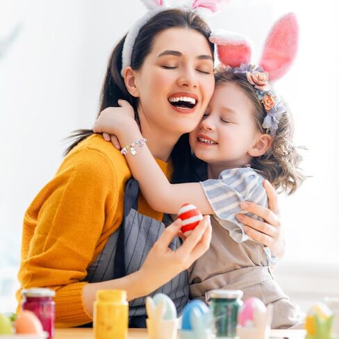 Easter Bracelets Gifts for Girls Women Bunny Beaded Stretch Bracelet Easter Basket Stuffers Cute Bunny Flowers Charm Decorations Presents for Girl Granddaughter Daughter Niece in Kuwait