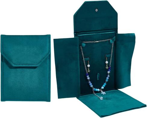 MAYJOYDIY Black Velvet Jewelry Travel Folder, 8.27x6.1 inch Travel Necklace Organizer, Jewelry Storage Bags with Flip Lid for Ring Chain Bracelet Hoop Earrings in Saudi Arabia