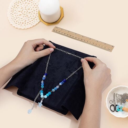 MAYJOYDIY Black Velvet Jewelry Travel Folder, 8.27x6.1 inch Travel Necklace Organizer, Jewelry Storage Bags with Flip Lid for Ring Chain Bracelet Hoop Earrings in Saudi Arabia