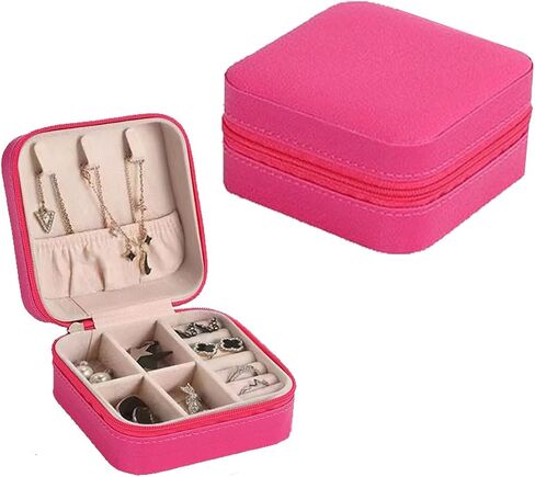 12 Pcs Travel Jewelry Case, Bridesmaid Gift Boxes Bulk Travel Jewelry Case Small Jewels Organizer Mini Accessories Ornaments Storage for Women Girls Wedding Bridesmaids Gifts,3.9×3.9×2in(Rose Red) in Saudi Arabia