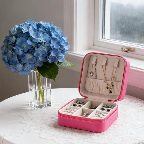 12 Pcs Travel Jewelry Case, Bridesmaid Gift Boxes Bulk Travel Jewelry Case Small Jewels Organizer Mini Accessories Ornaments Storage for Women Girls Wedding Bridesmaids Gifts,3.9×3.9×2in(Rose Red) in Saudi Arabia