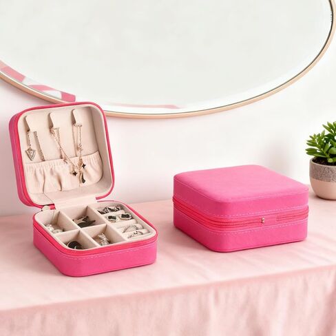 12 Pcs Travel Jewelry Case, Bridesmaid Gift Boxes Bulk Travel Jewelry Case Small Jewels Organizer Mini Accessories Ornaments Storage for Women Girls Wedding Bridesmaids Gifts,3.9×3.9×2in(Rose Red) in Saudi Arabia