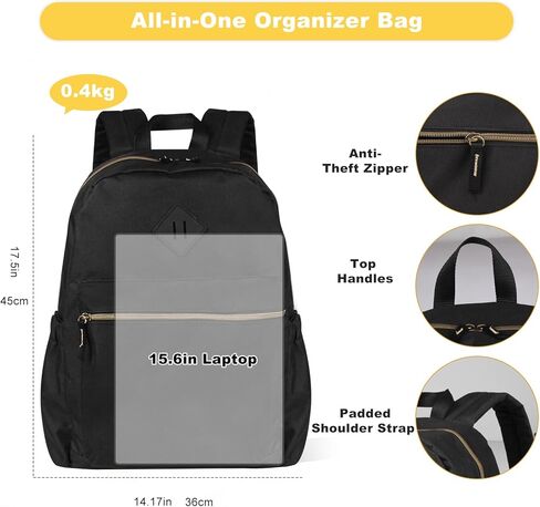 Black Backpack for School Teens Boys Girls, Lightweight Casual Backpacks for Men and Women, Classic Basic Water Resistant Casual Daypack, 15.6 Inch Laptop Bookbag for College High School Work Travel in Saudi Arabia