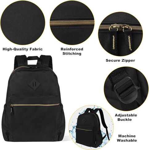 Black Backpack for School Teens Boys Girls, Lightweight Casual Backpacks for Men and Women, Classic Basic Water Resistant Casual Daypack, 15.6 Inch Laptop Bookbag for College High School Work Travel in Saudi Arabia