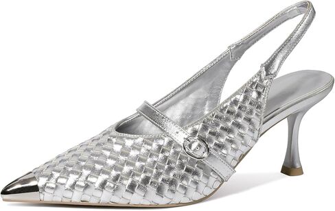 Slingback Heels for Women Kitten Heels Pumps Shoes | Pumps, Closed Pointed Toe, Woven Upper, Buckle Strap, Wedding Guest Shoes, Versatile, True to Size, Office and Casual Ready in Saudi Arabia