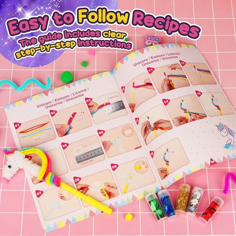 Alritz DIY Pen Making Kit for Kids, Floating Glitter & Pipe Cleaner Craft Kit, Educational Art Toy, Safe All-in-One Supplies, Birthday Party Favors Back to School for Girls and Boys Ages 8-12 in Kuwait