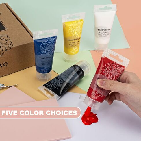 مجموعة Linocut لصناعة الطباعة، مجموعة أدوات Linocut مكونة من 39 قطعة مع 5 أحبار وقوالب ملونة، مجموعة أدوات صناعة الطباعة الفنية ومستلزمات الحرف اليدوية للمبتدئين in Kuwait