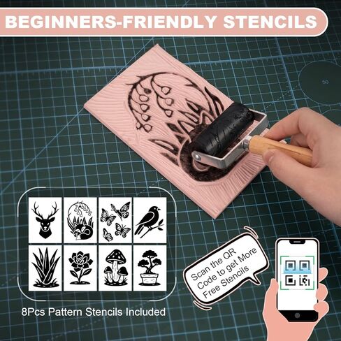 مجموعة Linocut لصناعة الطباعة، مجموعة أدوات Linocut مكونة من 39 قطعة مع 5 أحبار وقوالب ملونة، مجموعة أدوات صناعة الطباعة الفنية ومستلزمات الحرف اليدوية للمبتدئين in Kuwait