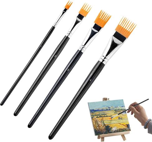 4pcs Paint Brush Comb Set for Acrylic Painting – Professional Grainer Rake Brushes for Texture, Fur, Grass & Hair – Soft Nylon Flat Bristles Art Supplies for Oil, Watercolor & DIY Crafts in Saudi Arabia