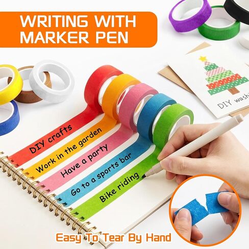 12 لفة شريط لاصق ملون للرسامين للفنون والحرف اليدوية ووضع العلامات على اللوحات البيضاء الممتعة للفصول الدراسية وإدارة الكابلات جيدة للمشروعات الإبداعية 2/3 بوصة × 13 ياردة in Kuwait