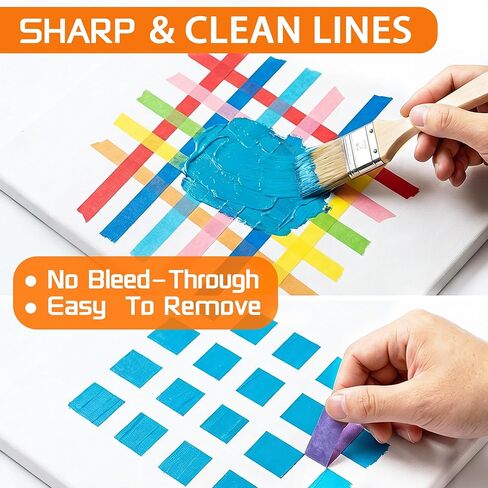 12 لفة شريط لاصق ملون للرسامين للفنون والحرف اليدوية ووضع العلامات على اللوحات البيضاء الممتعة للفصول الدراسية وإدارة الكابلات جيدة للمشروعات الإبداعية 2/3 بوصة × 13 ياردة in Kuwait